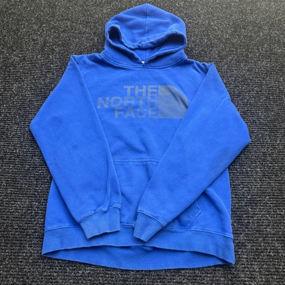 The North Face Mens Blue Logo Pullover Hoodie Sweatshirt Large Outdoor Casual